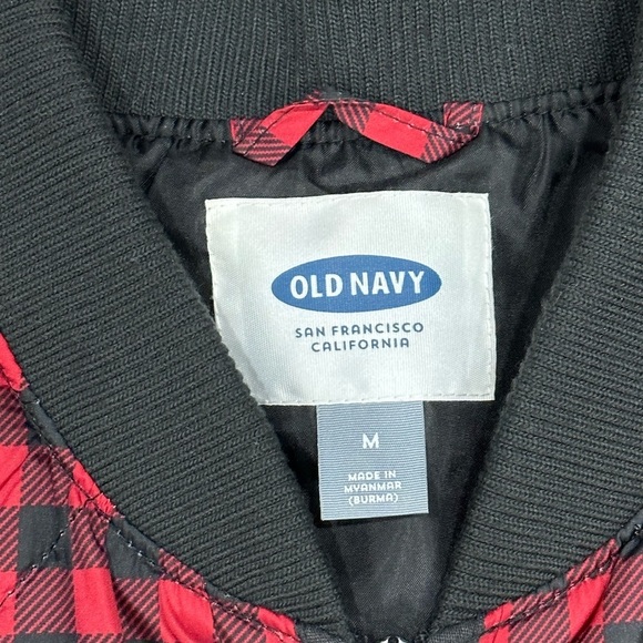 Women's Old Navy Medium 8 - 10 Vest Quilted Jacket Coat Red Black Buffalo NWOT - Picture 7 of 8